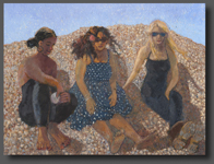 Three friends at the beach 60X80cm